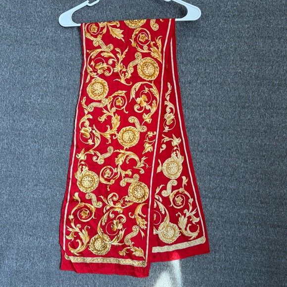 Echo Accessories - Echo Silk Vibrant Red and Gold Patterned Scarf